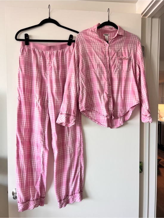 PINK Victoria's Secret Other - Victoria's Secret PINK Flannel Plaid Pajama Set Pink Size M/L